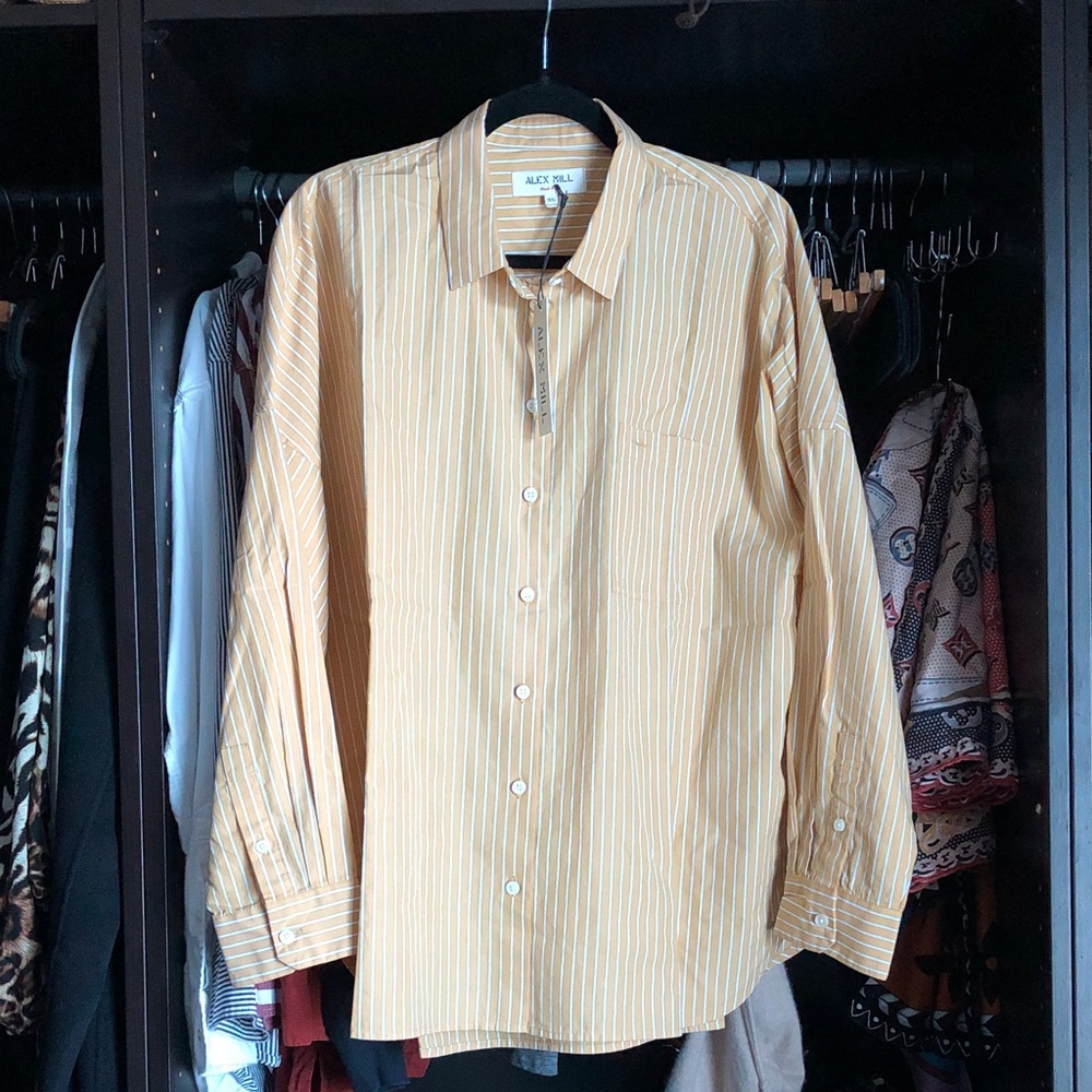 Alex Mill Jo Striped Shirt- Yellow Stripe